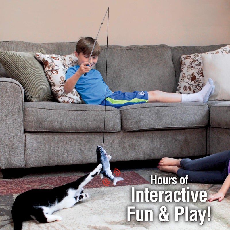Ontel Flippity Fish Interactive Cat Toy with Catnip & Fishing Pole - Touch Activated, Rechargeable Pet Toy to Help Reduce Stress & Bad Behavior - As Seen on TV - Image 4